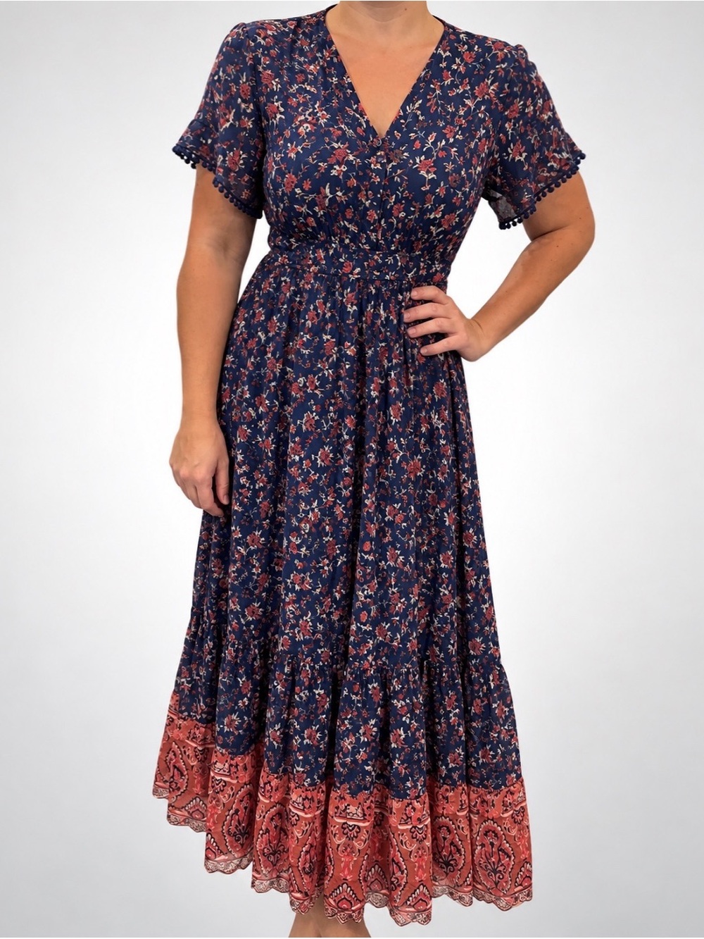 NWT R. Vivimos Summer Boho Floral Maxi Dress, Size 4/6